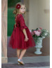 Bell Sleeve Lace Tulle Flower Girl Dress Holiday Dress